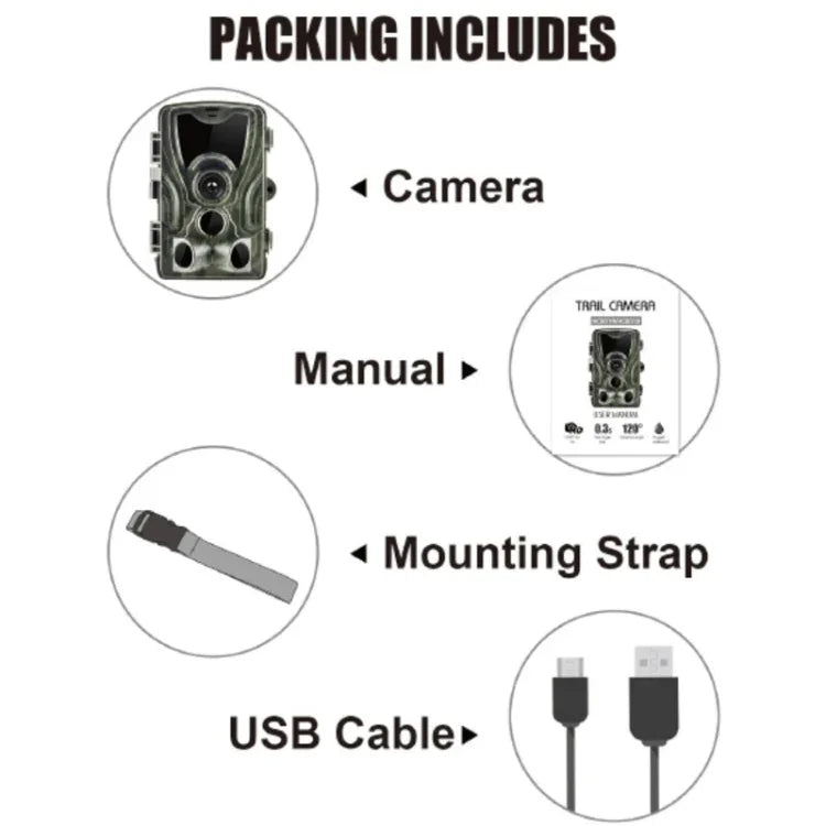 Camera săn bắn an ninh HC801A 8MP chống nước IP65 có tầm nhìn ban đêm IR, chương trình Novatek 96650, góc rộng 120 độ, góc cảm biến PIR 110 độ, HC801A
