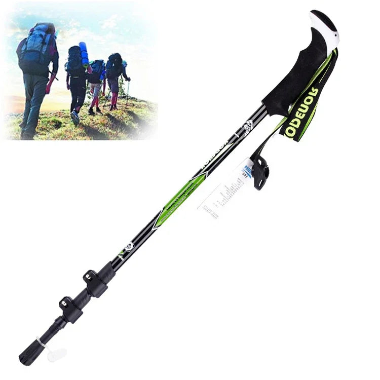 Gậy leo núi ngoài trời KODENOR, gậy trekking sợi carbon gập gọn, tay cầm thẳng, chiều dài: 63-135CM, màu đen + xanh lá, màu đen xanh dương, màu đen vàng