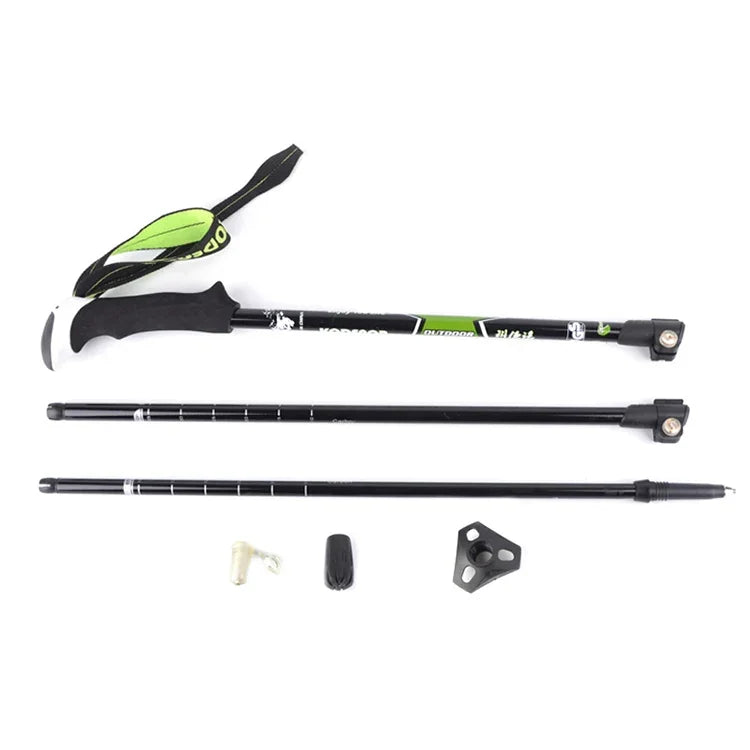 Gậy leo núi ngoài trời KODENOR, gậy trekking sợi carbon gập gọn, tay cầm thẳng, chiều dài: 63-135CM, màu đen + xanh lá, màu đen xanh dương, màu đen vàng