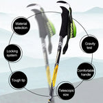 Gậy leo núi ngoài trời KODENOR, gậy trekking sợi carbon gập gọn, tay cầm thẳng, chiều dài: 63-135CM, màu đen + xanh lá, màu đen xanh dương, màu đen vàng