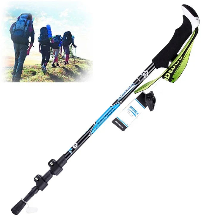 Gậy leo núi ngoài trời KODENOR, gậy trekking sợi carbon gập gọn, tay cầm thẳng, chiều dài: 63-135CM, màu đen + xanh lá, màu đen xanh dương, màu đen vàng