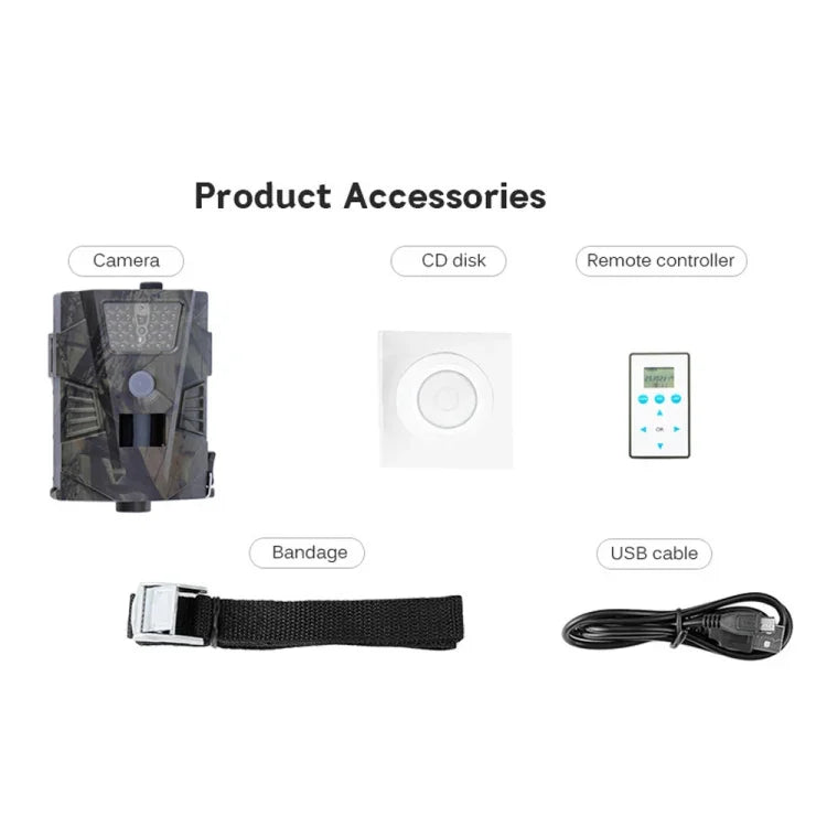 Camera săn bắn theo dõi an ninh IP54 chống nước HT-001 1MP có hồng ngoại nhìn ban đêm, chương trình Novatek96220, góc rộng 120 độ, góc cảm biến PIR 100 độ, HT-001