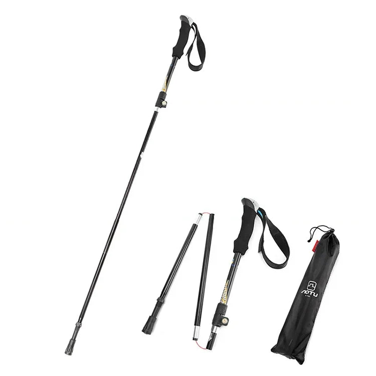 Gậy trekking gấp hợp kim nhôm Aotu AT7558 dài 125cm, tay cầm EVA, gậy leo núi cắm trại, mã AT7558