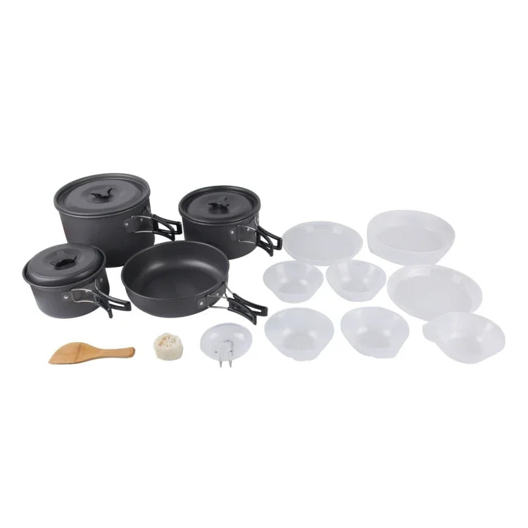 Bộ nồi chảo cắm trại ngoài trời siêu nhẹ DS-500 gồm 15 món xếp chồng cho 4-5 người, Kích thước: Lớn, DS-500 Kích thước: Lớn