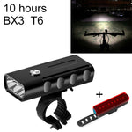 Đèn xe đạp sạc USB BX3 gắn tay lái phía trước (10 giờ, bóng đèn T6+A02), 10 giờ, bóng đèn T6+A02