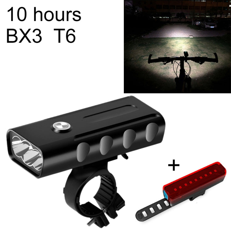 Đèn xe đạp sạc USB BX3 gắn tay lái phía trước (10 giờ, bóng đèn T6+A02), 10 giờ, bóng đèn T6+A02