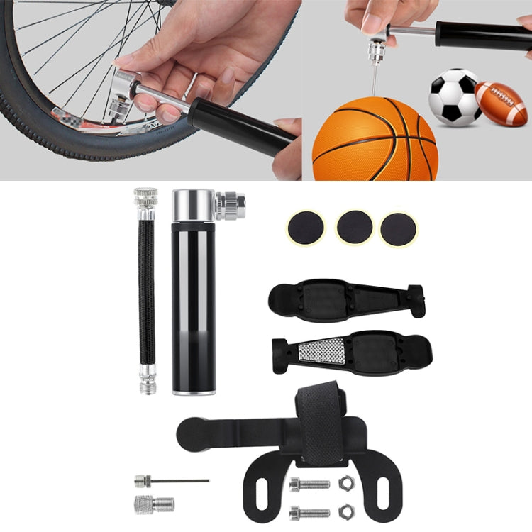 Bơm xe đạp mini cầm tay hợp kim nhôm + miếng vá lốp không keo bằng nhựa + cần mở lốp, Bơm + miếng vá lốp không keo bằng nhựa + cần mở lốp màu đen, Bơm + miếng vá lốp không keo bằng nhựa + cần mở lốp màu đỏ