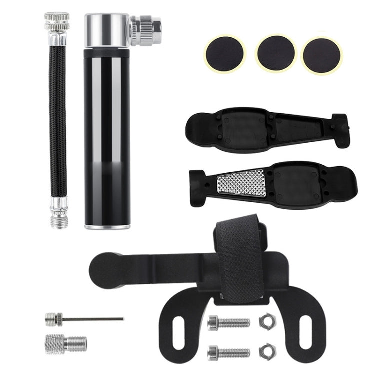 Bơm xe đạp mini cầm tay hợp kim nhôm + miếng vá lốp không keo bằng nhựa + cần mở lốp, Bơm + miếng vá lốp không keo bằng nhựa + cần mở lốp màu đen, Bơm + miếng vá lốp không keo bằng nhựa + cần mở lốp màu đỏ