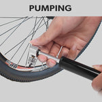 Bơm xe đạp mini cầm tay hợp kim nhôm + miếng vá lốp không keo bằng nhựa + cần mở lốp, Bơm + miếng vá lốp không keo bằng nhựa + cần mở lốp màu đen, Bơm + miếng vá lốp không keo bằng nhựa + cần mở lốp màu đỏ