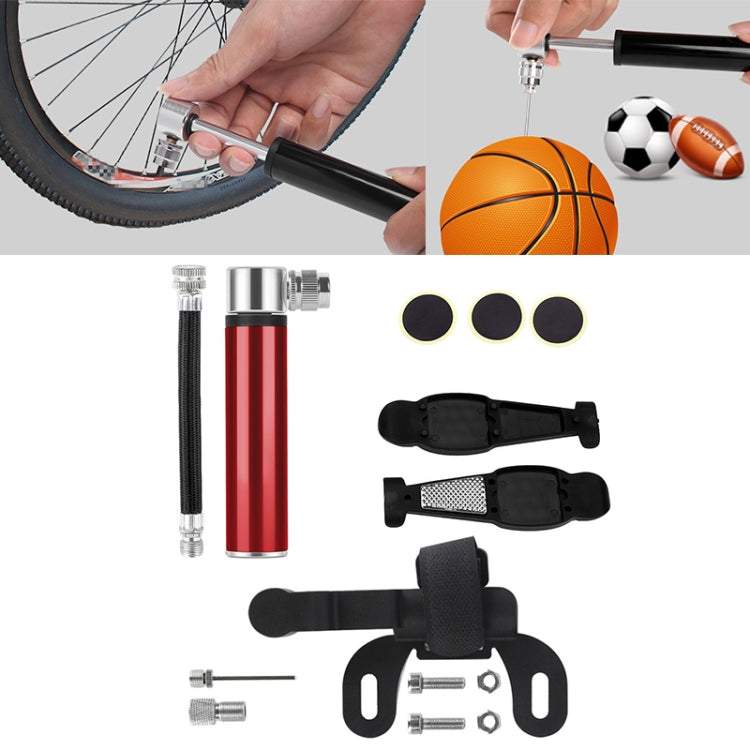 Bơm xe đạp mini cầm tay hợp kim nhôm + miếng vá lốp không keo bằng nhựa + cần mở lốp, Bơm + miếng vá lốp không keo bằng nhựa + cần mở lốp màu đen, Bơm + miếng vá lốp không keo bằng nhựa + cần mở lốp màu đỏ