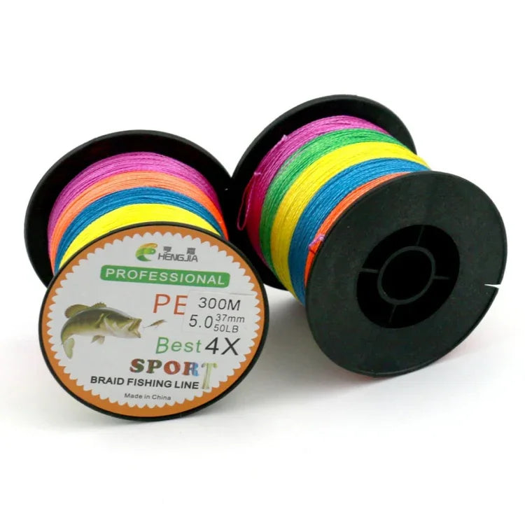 Dây câu cá PE bện 4 sợi HENGJIA màu sắc 8.0# 0.50mm 80LB 40.8kg lực căng 300m siêu bền, 8.0# 0.50mm 80LB