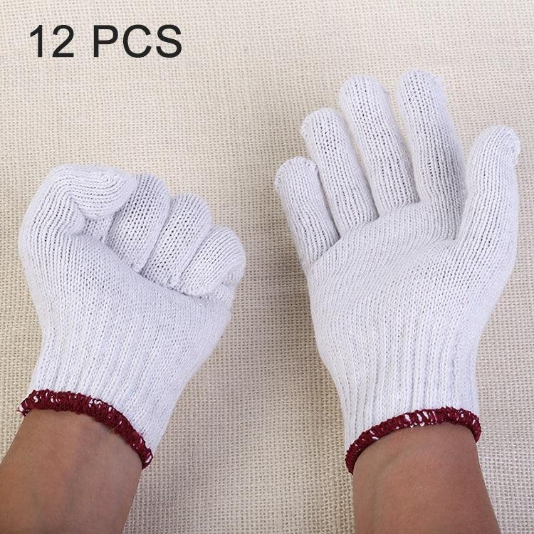 12 đôi găng tay lao động thoáng khí, chống mài mòn, làm từ sợi bông, 12 đôi