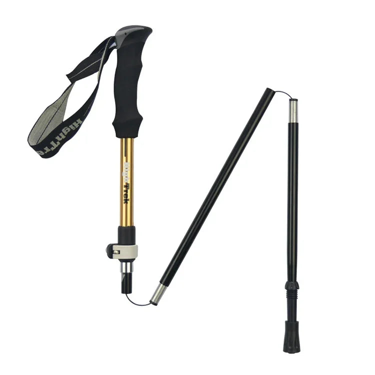 Outdoor Mountaineering Portable Foldable Ultra light Aluminium Alloy Alpenstocks Trekking Poles, Length : 35-125CM, Length : 35-125CM (Gold), Length : 35-125CM (Blue), Length : 35-125CM (Red)