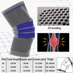 Bảo vệ đầu gối thể thao ngoài trời bằng silicone dệt chống va đập, có lò xo hỗ trợ, Kích thước: XL, Kích thước: XL