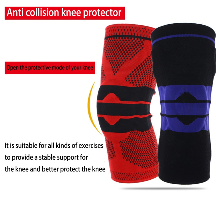 Bảo vệ đầu gối thể thao ngoài trời bằng silicone dệt chống va đập, có lò xo hỗ trợ, Kích thước: XL, Kích thước: XL