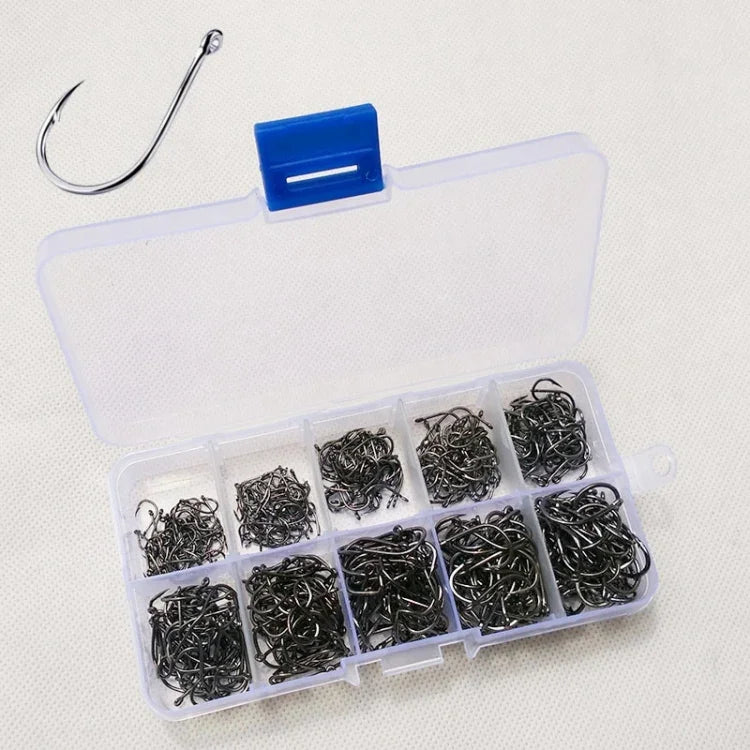 500 móc câu cá có lỗ kích thước hỗn hợp, 3-12# có lỗ