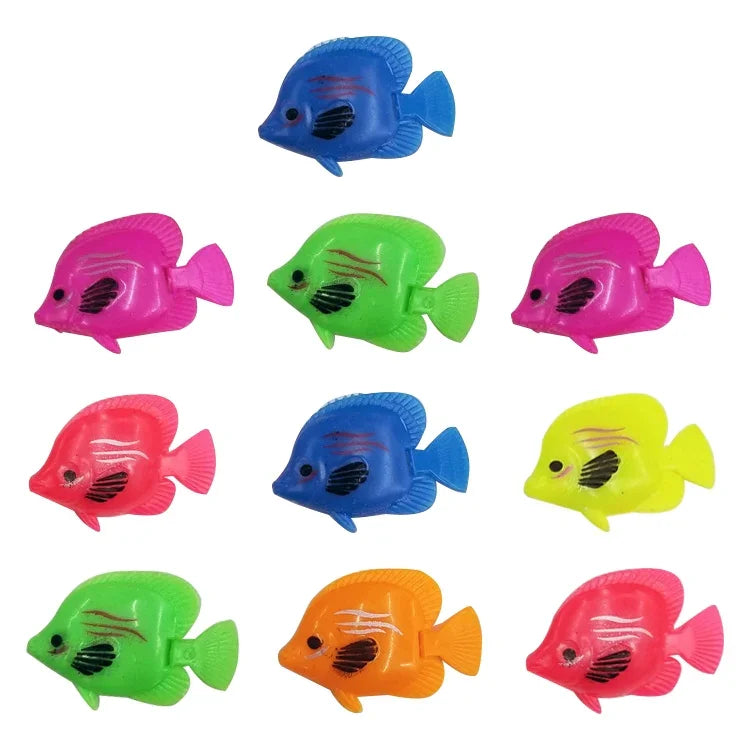 Bộ 10 cá giả nhựa nổi trang trí bể cá, kích thước 5*3cm, trang trí cá giả bể cá
