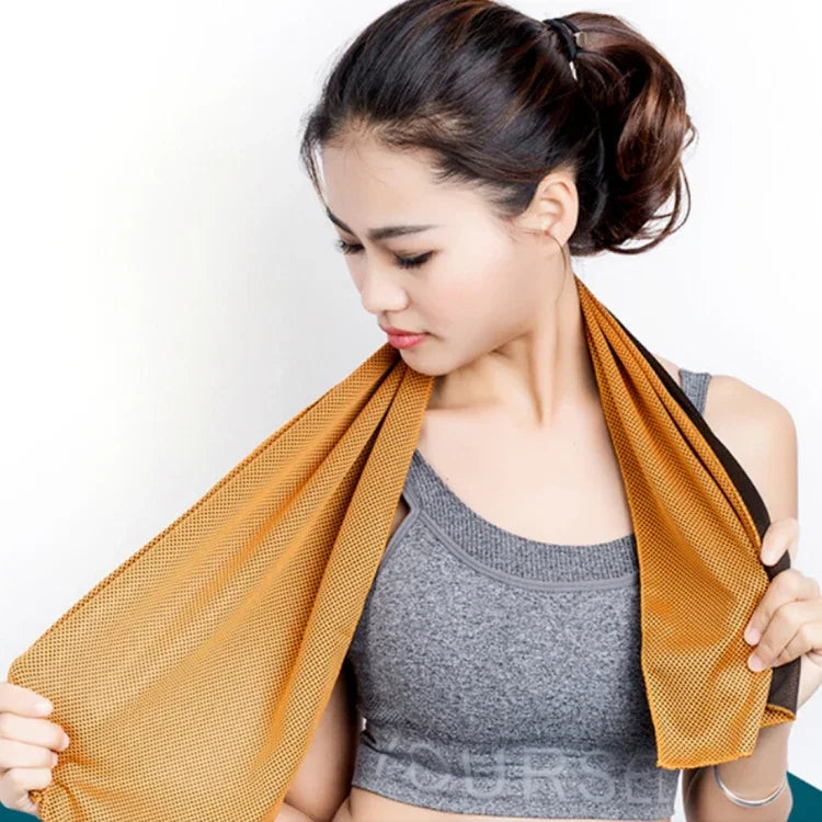 2 khăn thể thao phòng gym bằng vải microfiber bền bỉ khăn làm mát, kích thước: 30*100cm, khăn làm mát màu cam, khăn làm mát màu xanh lá, khăn làm mát màu xám, khăn làm mát màu xanh dương, khăn làm mát màu hồng đậm