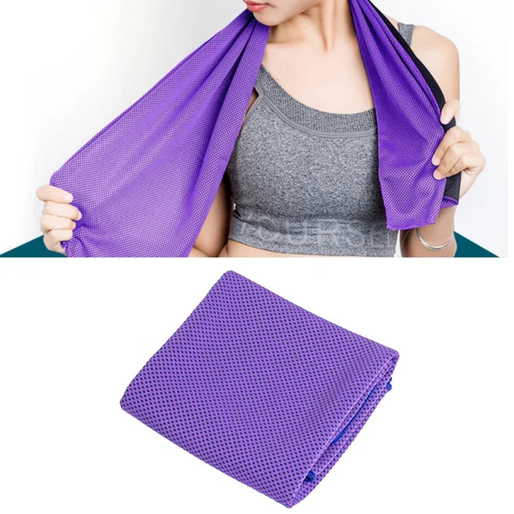 2 khăn thể thao phòng gym bằng vải microfiber bền bỉ khăn làm mát, kích thước: 30*100cm, khăn làm mát màu cam, khăn làm mát màu xanh lá, khăn làm mát màu xám, khăn làm mát màu xanh dương, khăn làm mát màu hồng đậm