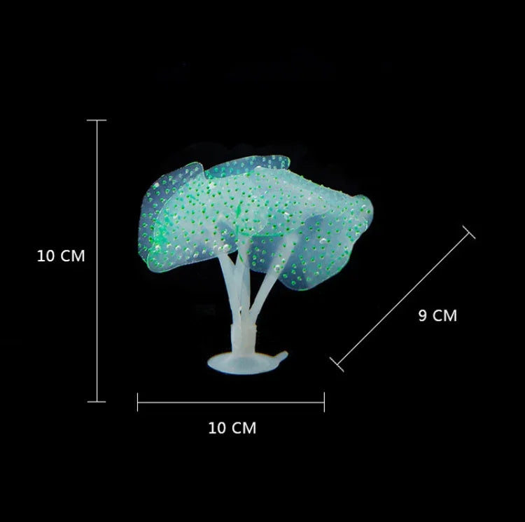 Trang trí bể cá sứa giả mô phỏng silicon phát quang, kích thước 10*10*9cm