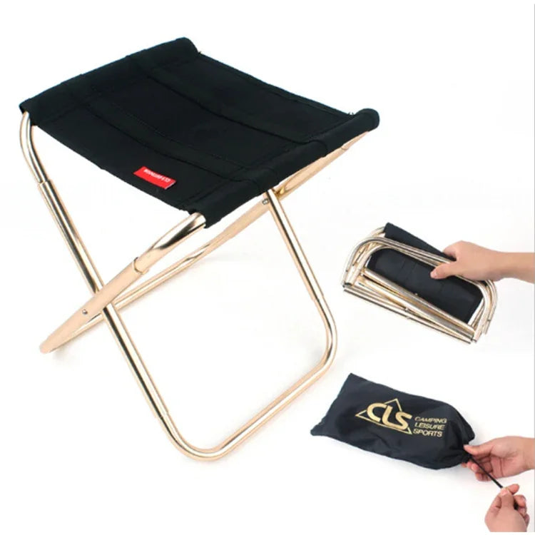 Ghế Gấp Câu Cá Nướng Ngoài Trời Hợp Kim Nhôm CLS Di Động, Kích Thước: 24.8*22.5*27cm, Ghế Gấp CLS (Đen)