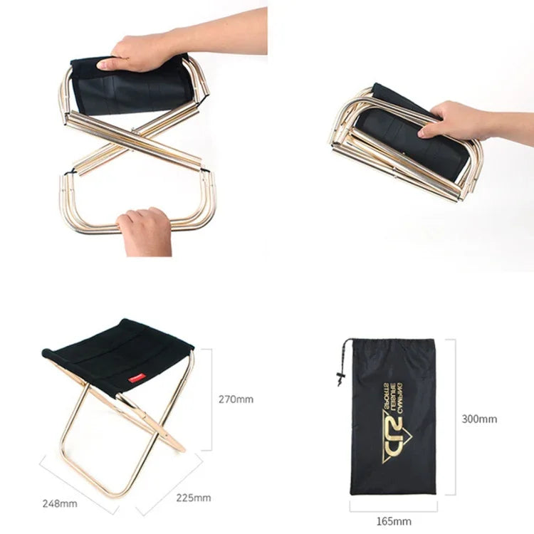 Ghế Gấp Câu Cá Nướng Ngoài Trời Hợp Kim Nhôm CLS Di Động, Kích Thước: 24.8*22.5*27cm, Ghế Gấp CLS (Đen)