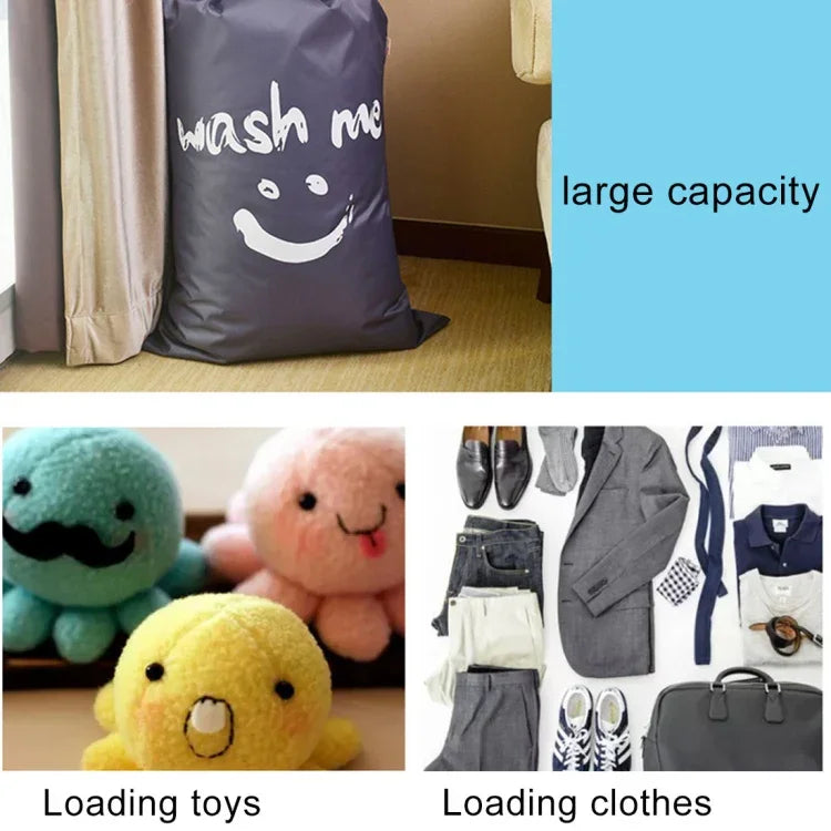 Túi đựng chăn ga gối du lịch bằng nylon có dây rút, họa tiết mặt cười, túi sắp xếp lưu trữ