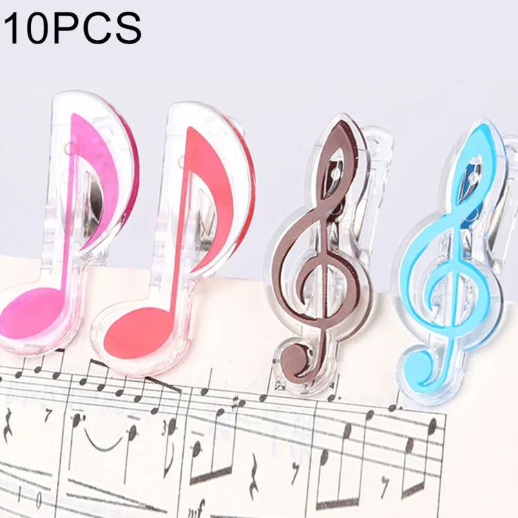10 Chiếc Kẹp Sách Hình Nốt Nhạc Lò Xo Thép Không Gỉ Chất Liệu PP Cao Cấp, Giao Màu Ngẫu Nhiên, Giao Màu Ngẫu Nhiên