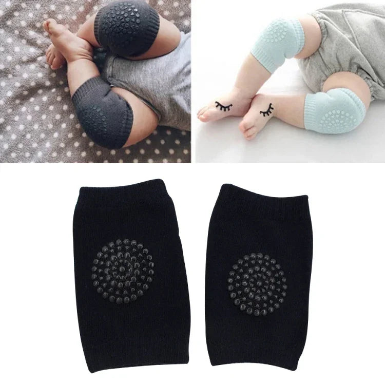 One Pair Anti-slip Children Baby Crawling Walking Knee Guard Elbow Guard Protecting Pads, 12*9CM (Black)