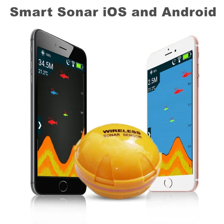 Máy dò cá Bluetooth cảm biến sonar 125KHz độ sâu 0.6-36m, báo cá cho điện thoại iOS & Android, Phạm vi hoạt động: 0.6-36m