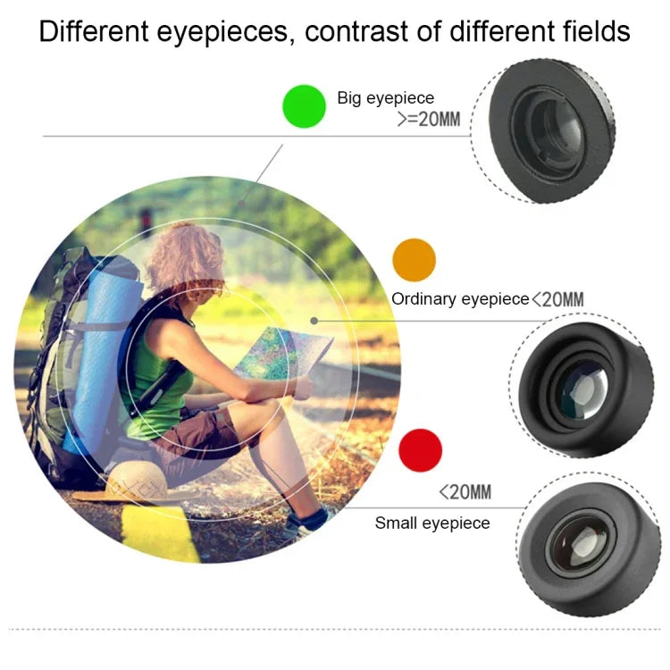 Kính viễn vọng mini bỏ túi 2.5x17.5mm với khóa ngón tay, 2.5x17.5 màu đen, 2.5x17.5 màu vàng