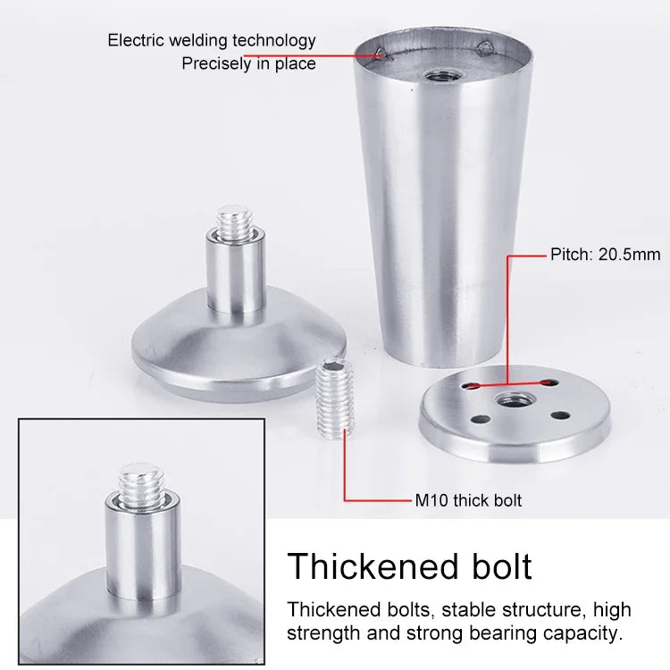 Chân tủ loại cốc điều chỉnh dày bằng thép không gỉ, 100mm, 100mm