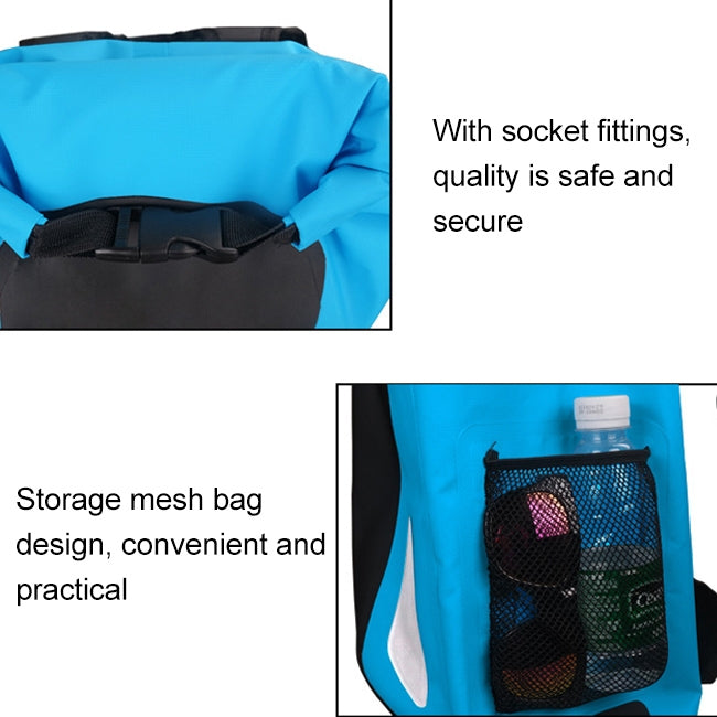 Túi khô chống nước ngoài trời dây đeo vai đôi túi thùng PVC, dung tích: 25L