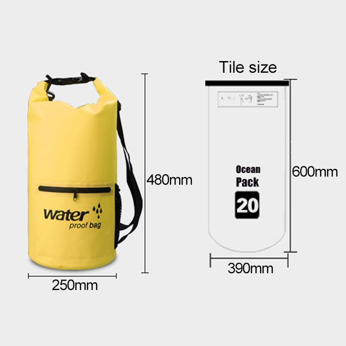Túi đeo vai đôi chống nước ngoài trời, túi khô, túi thùng PVC, dung tích: 20L, 20L