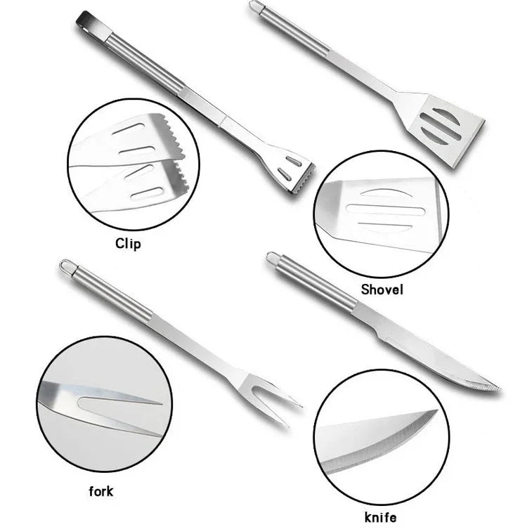 Bộ dụng cụ ăn uống ngoài trời 5 trong 1, bộ dụng cụ cắm trại, nướng BBQ, dã ngoại, 5 trong 1