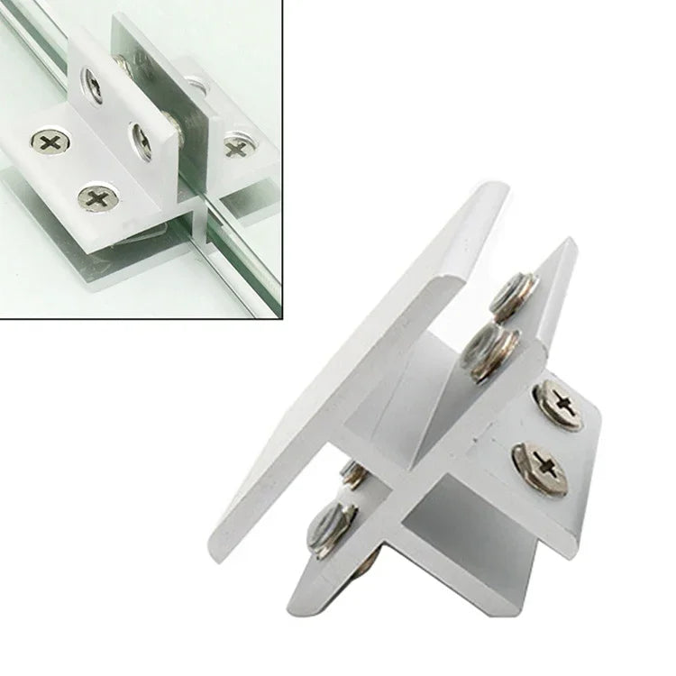 Kẹp kết hợp kính hợp kim nhôm cố định vách ngăn tủ, kẹp kiểu T cho kính 8-10mm, kẹp kiểu T cho kính 8-10mm