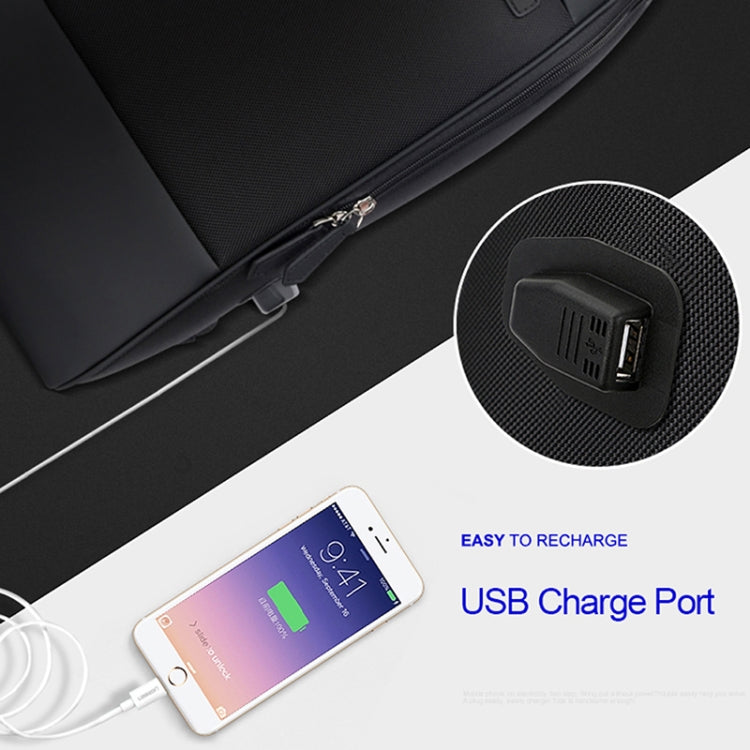 Túi đeo vai đôi chống trộm chống thấm nước dung tích lớn Bopai 751-006881, có cổng sạc USB, kích thước: 30x14x44cm, mã 751-006881