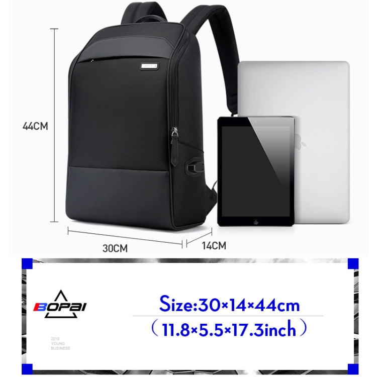 Túi đeo vai đôi chống trộm chống thấm nước dung tích lớn Bopai 751-006881, có cổng sạc USB, kích thước: 30x14x44cm, mã 751-006881