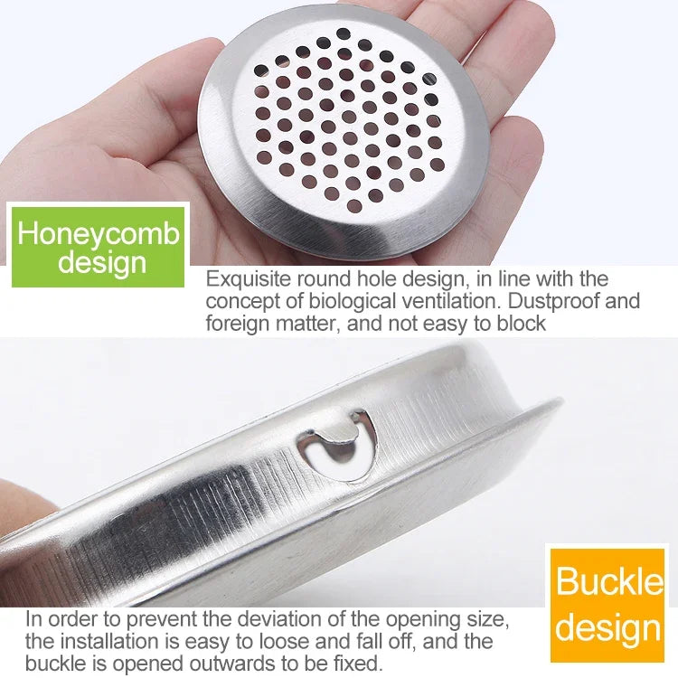 10pcs Bevel Surface 19mm Cabinet Round Air Vent Stainless Steel Louvered Grille Cover Vents with Little Holes, 19mm Bevel