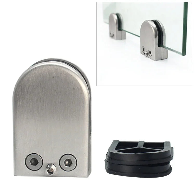 Kẹp cố định lan can kính gỗ bằng thép không gỉ 201 mờ đánh bóng đáy lõm cong 9-14mm, đáy cong, thép không gỉ 201