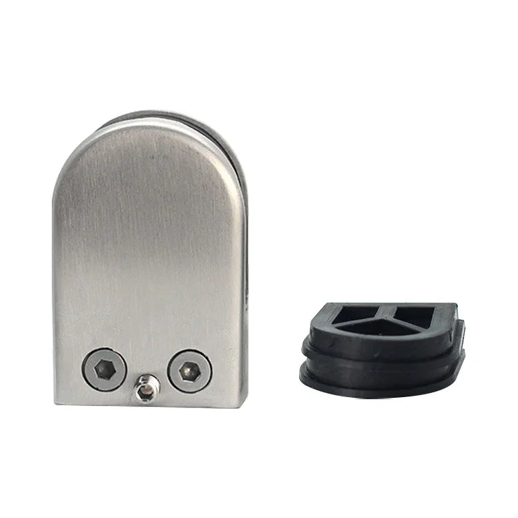Kẹp cố định kính lan can bằng thép không gỉ 304, đáy cong lõm 5-8mm, mờ bóng, kẹp bảng gỗ nhiều lớp