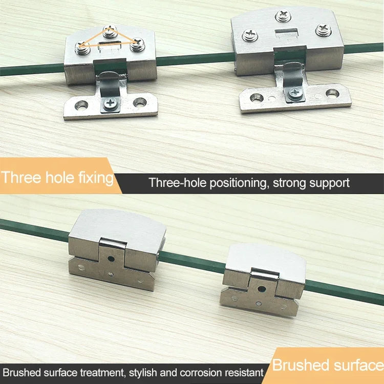 Bản lề kính bề mặt chải không lỗ hở, Kích thước: S, 3-7mm, S