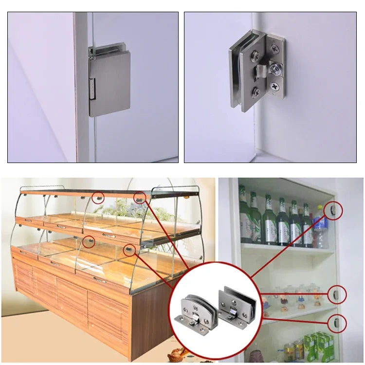 Bản lề kính bề mặt chải không lỗ hở, Kích thước: S, 3-7mm, S