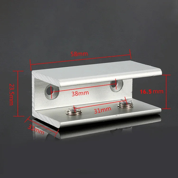 Kẹp cố định kính hợp kim nhôm hai lỗ, L, 16mm, L, 16mm