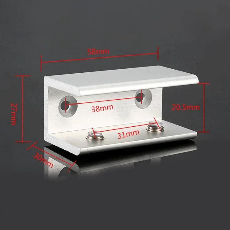Kẹp cố định kính hợp kim nhôm hai lỗ, L, 20mm, L, 20mm