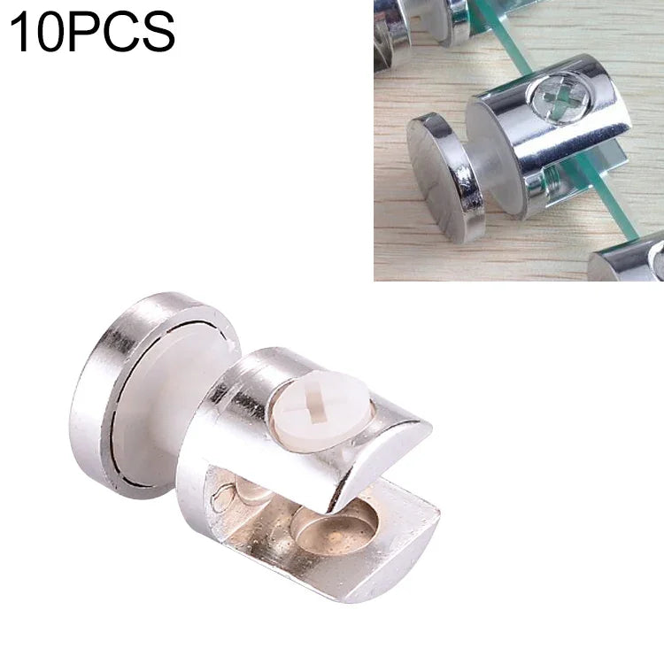 10 miếng Kẹp Kính Trụ 8mm Liên Kết Giá Đỡ Cố Định Hợp Kim Kẽm Sáng Bóng có Đế, Trụ 8mm, có Đế