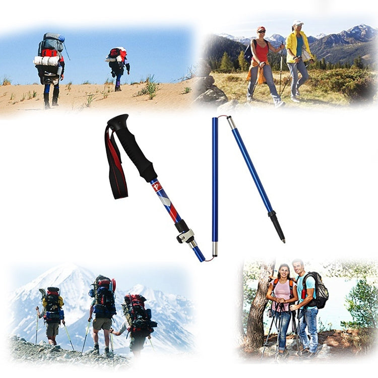 Gậy leo núi hợp kim nhôm gập gọn 5 khớp, chiều dài gập: 35CM (Đen), chiều dài gập: 35CM (Xanh lá), chiều dài gập: 35CM (Xanh dương), chiều dài gập: 35CM (Đỏ)