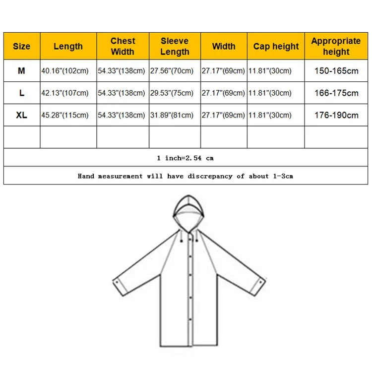 Áo mưa trong suốt mờ nhẹ dành cho người lớn thời trang EVA có mũ lớn và túi Size: L