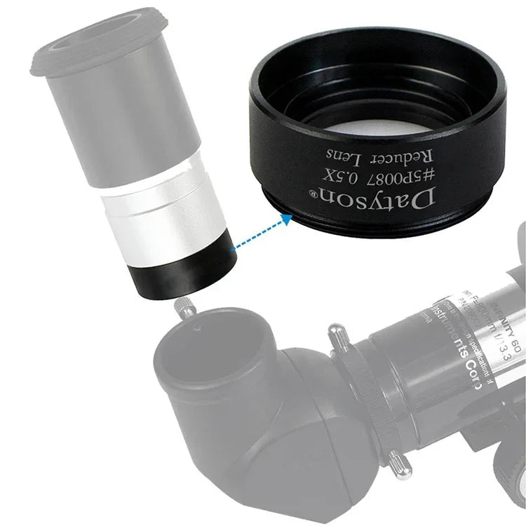 Phụ kiện kính thiên văn ren thô Datyson 5P0092, 1.25 inch, thấu kính giảm tiêu cự 0.5X, thấu kính giảm công suất, 5P0092 ren thô