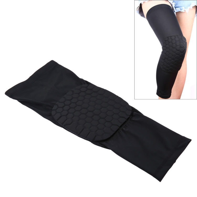 1 cái bảo vệ đầu gối thể thao chống va đập hình tổ ong bằng Lycra co giãn, phiên bản dài, kích thước: XL, XL